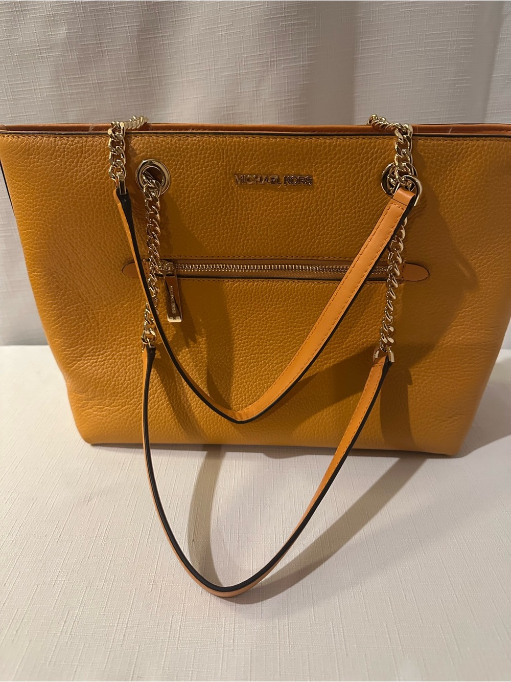 Michael Kors Mustard Leather Chain-Handle Tote